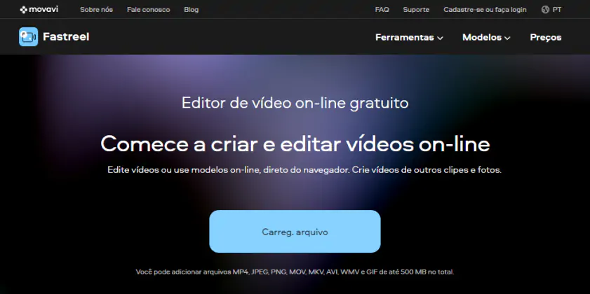 Editor de vídeo online grátis