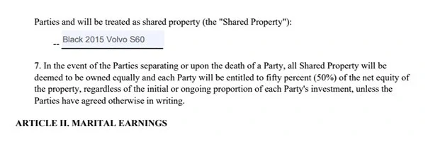 Property description in a prenuptial agreement