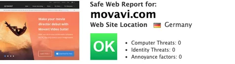 Cliquez pour voir la preuve de sécurité du site Web Movavi