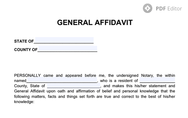 Printable General Affidavit Form Hot Sex Picture 4578