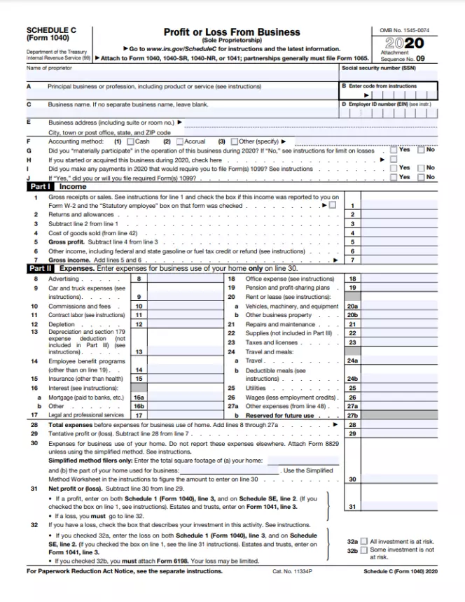 IRS Schedule C Instructions | Schedule C Form - Free Download