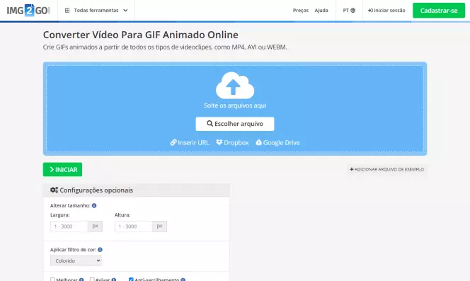Vídeo para GIF, Conversor Rápido de Vídeo Online para GIF