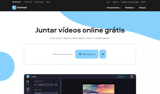 Editor gratuito para juntar vídeos