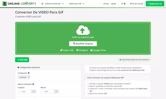 Converter vídeo para GIF animado online - Conversor de vídeo online grátis